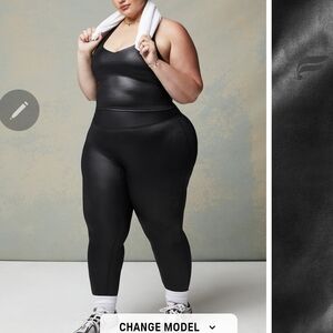 Fabletics Motion 365 + Hi Waisted Shiny Black Leggings- Size XL